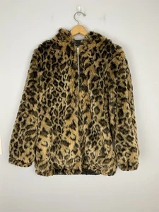 American Eagle Women’s M Reversible Leopard Print Black Satin Animal Print Coat - Picture 1 of 10