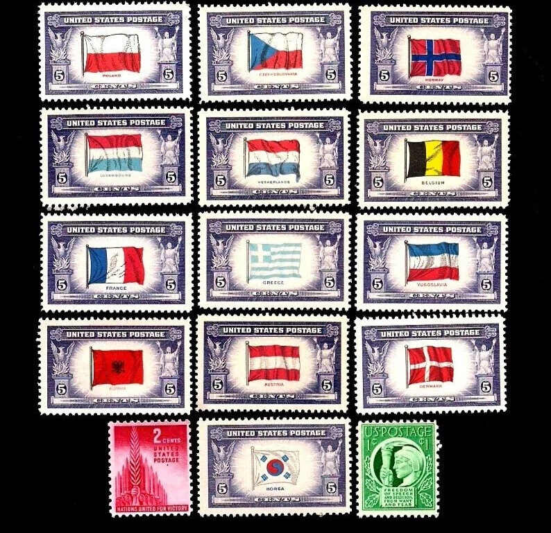 1943 COMPLETE YEAR SET OF MINT -MNH-OG- VINTAGE U.S. POSTAGE STAMPS - Image 1 of 1