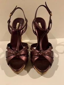 Miu Miu Purple Metallic Strappy Sandals Heels (Size EUR 38.5 EU , 8.5 US - Picture 1 of 10