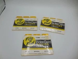 3 File 'n Find Index Card Guides by Dennison NIP 12 Cards 4" x 6" - Picture 1 of 3