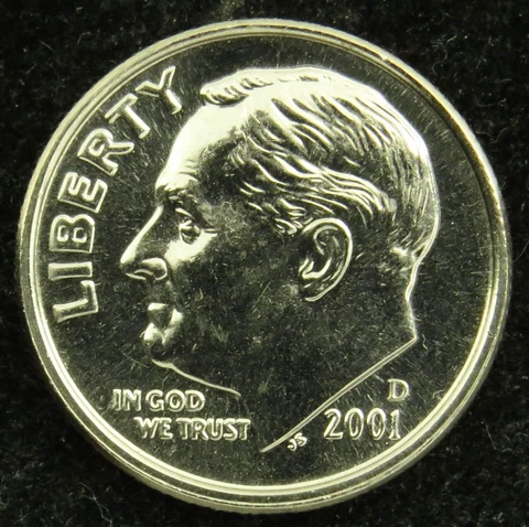 2001 D Uncirculated Roosevelt Dime BU (C03) Cover