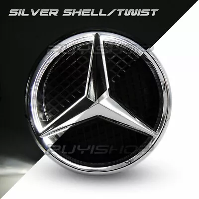 Chrome Car Led Grill Emblem Star Logo Light For Mercedes Benz Twist Type 18.2CM - Image 1 of 4