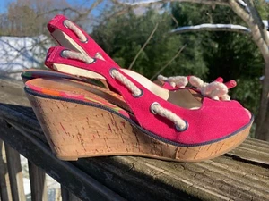 SPERRY TOP SIDER Slingbacks High Heels HOT PINK Wedges Womens Shoes Sz 8 👣b7 - Picture 1 of 9