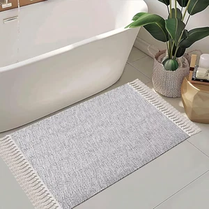 Small Bathroom Rug 2x3 Washable Area Rugs Modern 2' x 3' Light Grey/Cream - Picture 1 of 8