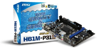 MSI H61M-P31 (G3) ver 1.0  LGA 1155 Intel H61 mATX Motherboard - Image 1 of 4