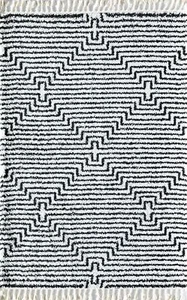 Rugs America Bennett Bt20d Stripe/diamond Shag Runner Area Rug - Picture 1 of 7