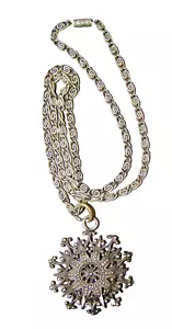 Kette mit Anhänger "Schneeflocke" SILBER 19 und frühen 20 Jh. - Bild 1 von 9