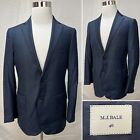 Men's M.J. Bale Navy Blue Wool Slim Fit 2-Button Double Vented 40R Blazer Jacket