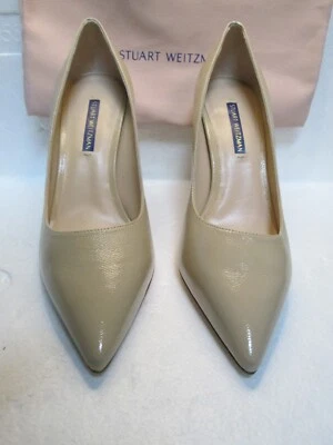 Stuart Weitzman Beige Caviar Leather Pointed Toe Pumps Size 8 NEW - Image 1 of 4