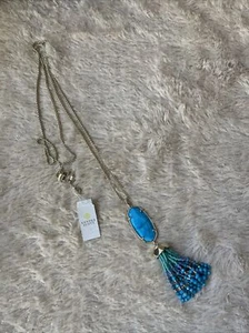 Kendra Scott Eva Aqua Blue Howlite Beaded Tassel Pendant Long Necklace - NWT - Picture 1 of 4