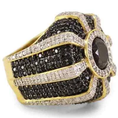 Anillo meñique plateado 4 quilates negro circonita cúbica y VVS1 D blanco MOISSANITA GENUINA para hombre Foto 1 de 4