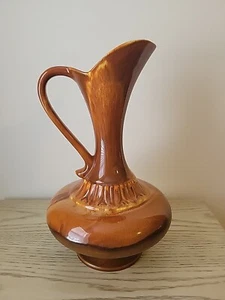 Vintage ROYAL HAEGER Drip Glaze Brown Textured Pitcher Vase 13" Beautiful Signed - Picture 1 of 7