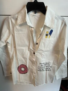 Bart Simpson Kids White Collared Dress Shirt Sz 7/8 ~ Preowned - Picture 1 of 5