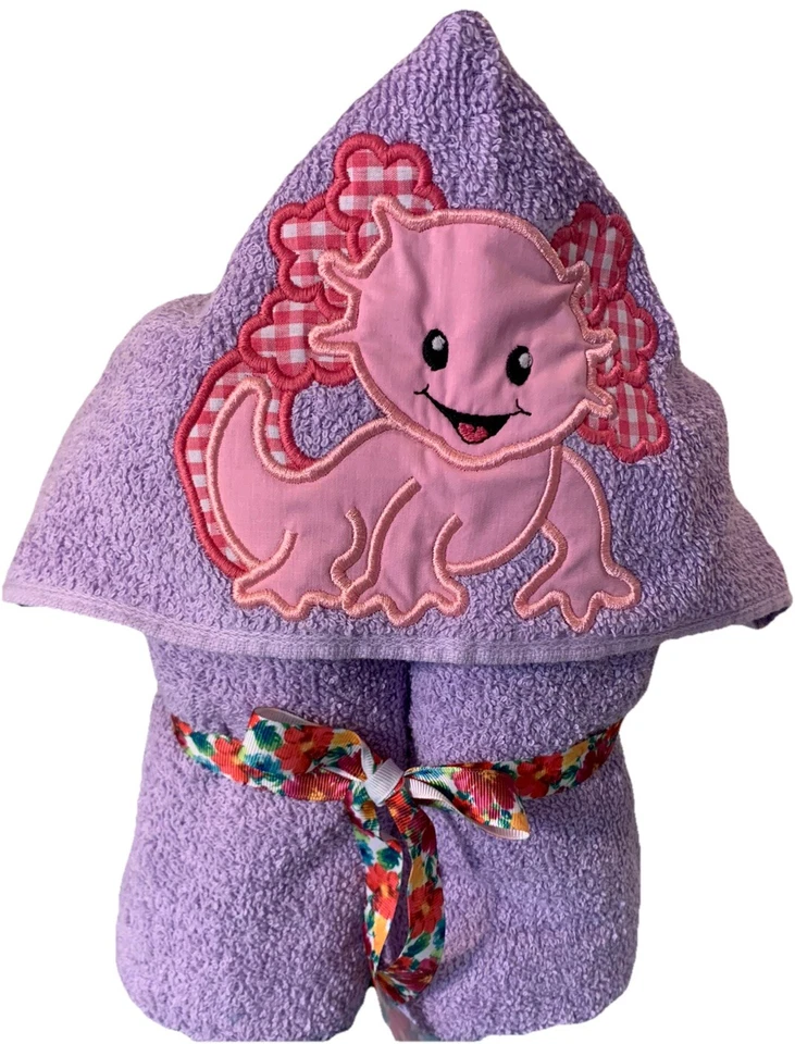 Axolotol Hooded Bath, Beach, Pool Or Boatin Towel  Handmade - Image 1 of 1