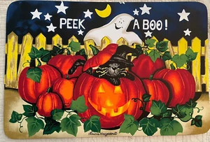 PEEK-A-BOO Halloween Placements Ghost Pumpkins Cat Laurie Korsgaden Set Of 6 Big - Picture 1 of 24
