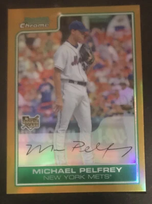 2006 Bowman Chrome Mike Pelfrey Gold Refractor RC /50 - Image 1 of 2
