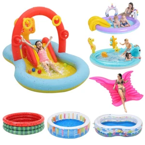 Kid Inflatable Paddling Swimming Pool Outdoor Garden Play Water Splash Slide Toy - Picture 1 of 18