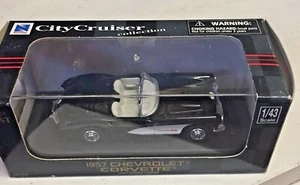 NEW RAY1957 Chevrolet Corvette Convertible City Cruiser Diecast 1:43 Blk/Wh BNIB - Picture 1 of 10