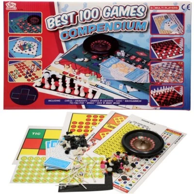 100 Game Compendium Set Snakes And Ladders Ludo, Backgammon Draughts Bingo - Image 1 of 2