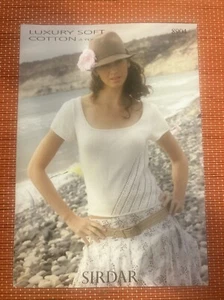 WOMENS COTTON 4 PLY SUMMER CAP SLEEVE TOP 32”-42" VTG KNITTING PATTERN 8904 - Picture 1 of 2