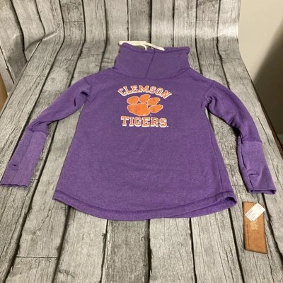 NWT Women’s Retro Brand Clemson Tigers Funnel Neck Hoodie X-Small Purple - Image 1 of 4