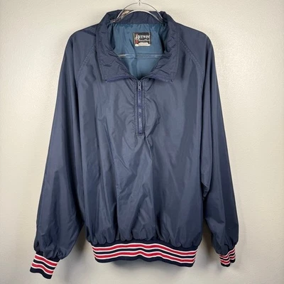Butwin Vintage 1/4 Zip Pullover Windbreaker Jacket Mens Red White Trim - Image 1 of 4