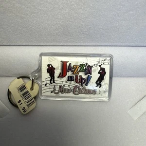 Vintage "Jazz It Up" New Orleans Mardi Gras Keyring Keychain - Picture 1 of 4