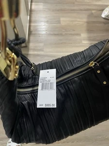 Borsa Michael Kors Scorpios plissettata 100% pelle nera $895 nuova - Foto 1 di 16