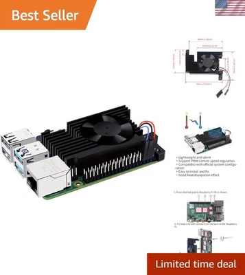 Aluminum Heatsink with PWM Fan for Raspberry Pi 4 Model B - Efficient Cooling - Image 1 of 4