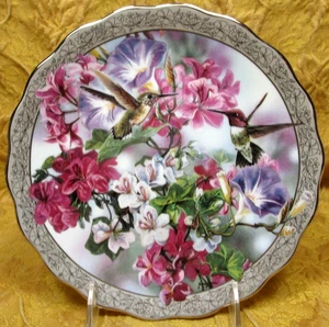 Colibrí Morning Glory Bradford Exchange 1996 8 1/4" placa de coleccionista - Grende - Imagen 1 de 3