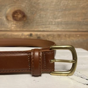 LL Bean Herren Gürtel Größe 32 Braun Leder Messingschnalle Hergestellt in USA OWW59 - Bild 1 von 8