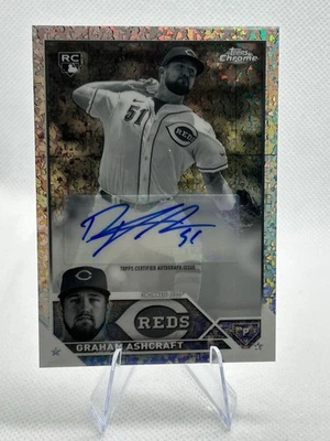 Topps Chrome 2023 Graham Ashcraft Cincinnati Reds Black White Mini Diamond Auto - Image 1 of 2