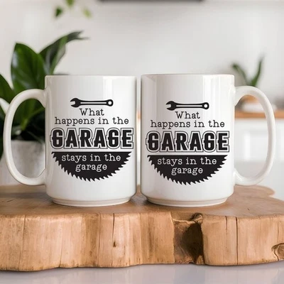 Juego de regalo de taza de café sarcástico para garaje, regalo para él, taza de café con leche Foto 1 de 4