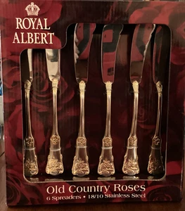 Royal Albert OLD COUNTRY ROSES Juego 6 Esparcidores de Mantequilla 18/10 Cubiertos China Sin Usar - Imagen 1 de 4