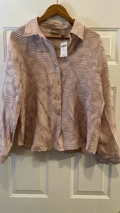 Blusa Chico's Talla 2 Esmalte Arrugado Ellery Manga Larga Rosa Pétalo - ¡NUEVA CON ETIQUETAS! - Imagen 1 de 3