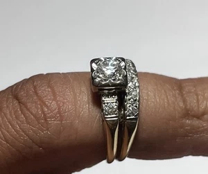 Vintage 14k Diamond 0.73 Ctw Bridal Ring - Picture 1 of 5