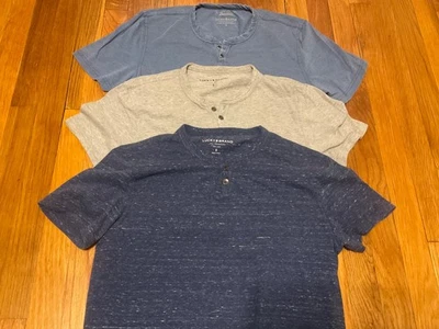 Lot of 3 Men’s Lucky Brand Short Sleeve Henley Shirts Small - Image 1 of 4
