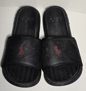 Polo Ralph Lauren Leather Slides Mens Size 9 Black  - Bild 1 von 3