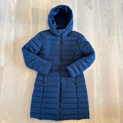 Lauren Ralph Lauren длинный пуховик пальто с капюшоном темно-синий женский размер маленький - Изображение 1 из 4