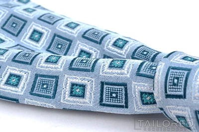 Corbata de lujo para hombre ARMANI COLLEZIONI etiqueta plateada azul geométrica 100 % seda - #¡REF! Foto 1 de 4