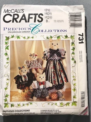 Vintage 1992 McCall’s Crafts 731 Cat Family Dolls Sewing Pattern Uncut Rare - Image 1 of 4