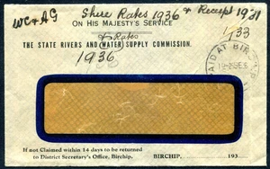 Australia KGV STO OHMS Meter cover 'The State Rivers & Water Supply Comm.' 1936 - Picture 1 of 2