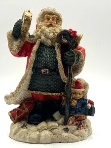 Weihnachtsmann/Elfe hält ein Tamborin und Gehstock 5 1/2" hoch - Bild 1 von 4