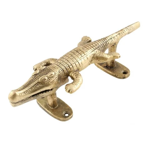 Set of 2 Antique Hand crafted Brass Crocodile Door Pull Handles Vintage Style Cover
