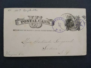 New York: Pittsford 1885 Postal Card, Purple CDS & Circled Star Cancels to Sodus - Picture 1 of 2