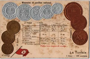 Old numismatic postcard vintage coins from Tunisia (1123) - Picture 1 of 2