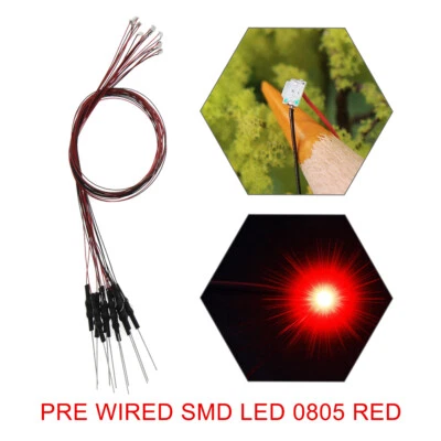 20pcs Pre-wired 30awg Wire Red SMD LED 0805 Light with Resistor for 12V L0805R - Image 1 of 4