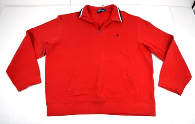 Sudadera Vintage Polo Ralph Lauren 1/4 Cremallera Talla XL 90s Cuello Azul Blanco Borde Foto 1 de 4