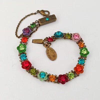 Браслет Michal Negrin цветной 3D розы эмаль кристаллы романтический винтажный изящный - Изображение 1 из 4