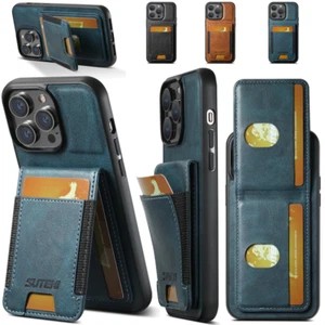 Slim Magnetic Card Slot Flip Leather Stand Case Fr iPhone 15 Pro Max 14 13 12 11 - Imagen 1 de 44